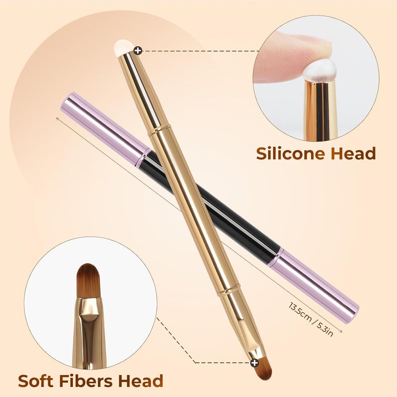 Unaone 2Packs Lip Brush for Lipstick, Dual-Ended Silicone & Bristle Tips Lip Makeup Brush, Lipstick Brush for Lip Gloss - Image 5
